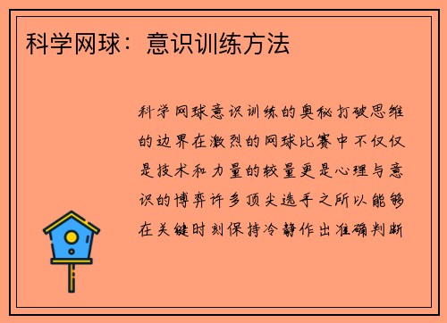 科学网球：意识训练方法